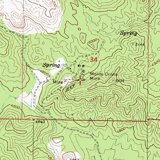 Topographic Map of Monte Cristo Mine, AZ