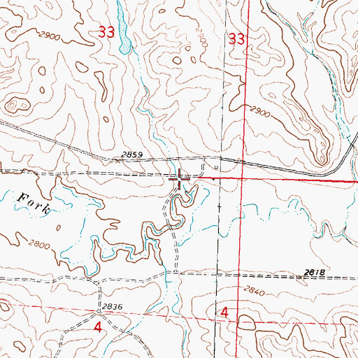 Topographic Map of 17N32E04AABB01 Well, MT