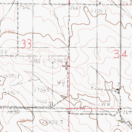 Topographic Map of 18N46E33DAAA01 Well, MT