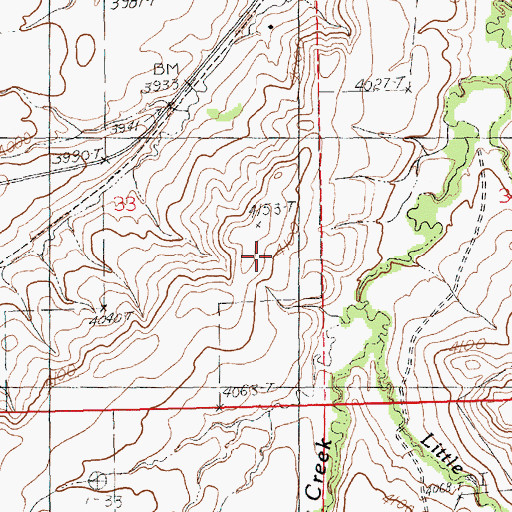 Topographic Map of 18N19E33AAA_01 Well, MT
