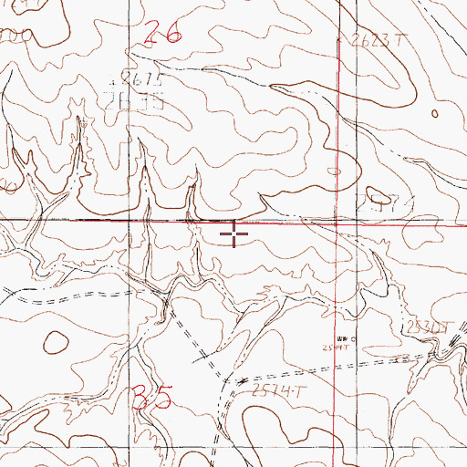 Topographic Map of 18N44E30CDDC01 Well, MT