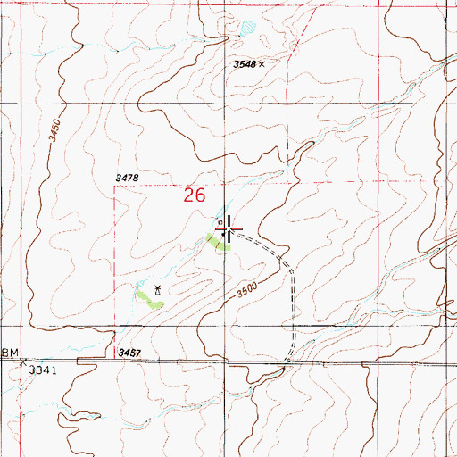 Topographic Map of 18N01E26D___01 Well, MT