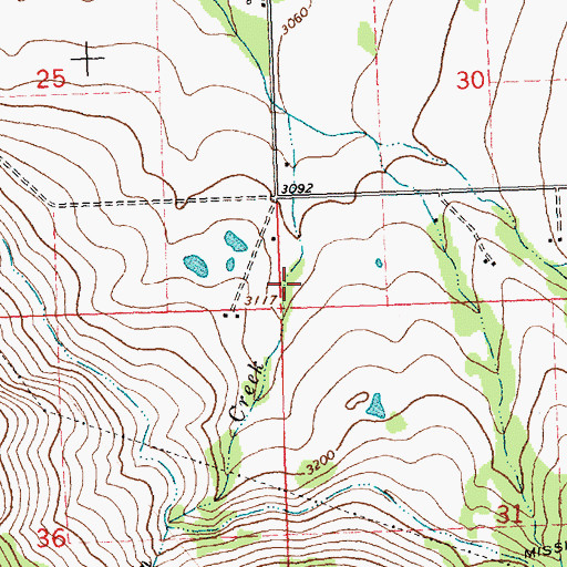 Topographic Map of 18N19W30CCCA01 Well, MT