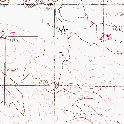 Topographic Map of 18N46E26CBCA01 Well, MT