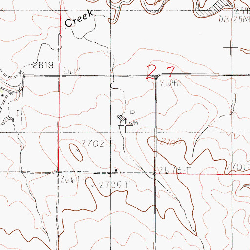 Topographic Map of 18N46E27CACD01 Well, MT