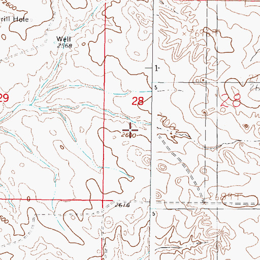 Topographic Map of 18N43E28CBDB01 Well, MT