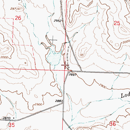 Topographic Map of 18N32E25CCCC01 Well, MT