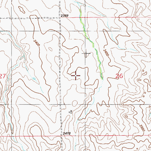Topographic Map of 18N59E26CBDD01 Well, MT
