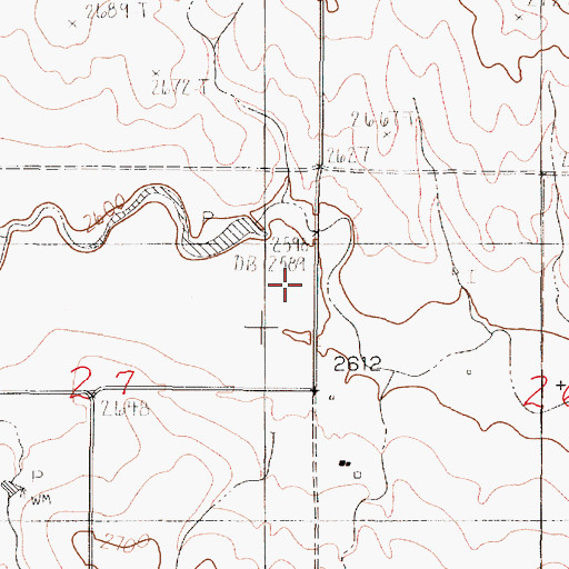 Topographic Map of 18N46E27AADB01 Well, MT