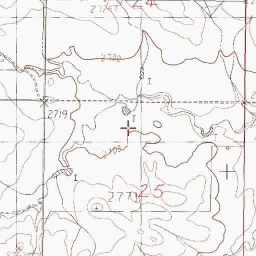 Topographic Map of 18N45E25BAAC01 Well, MT