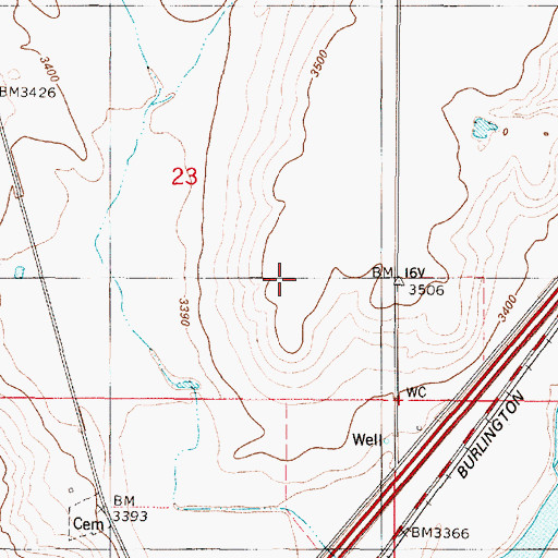 Topographic Map of 18N01W23D___01 Well, MT