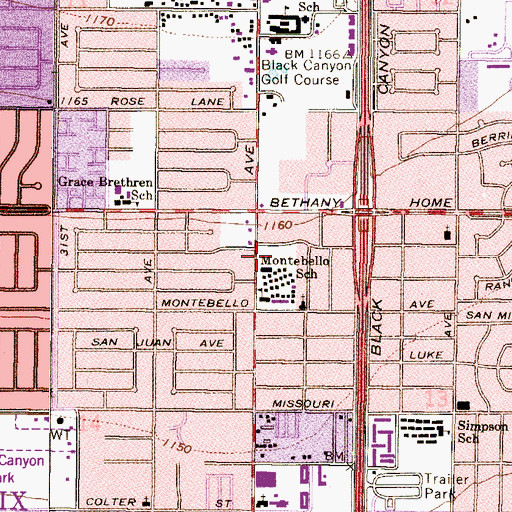 Topographic Map of Montebello School, AZ