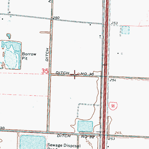 Topographic Map of Ditch Number 30, AR