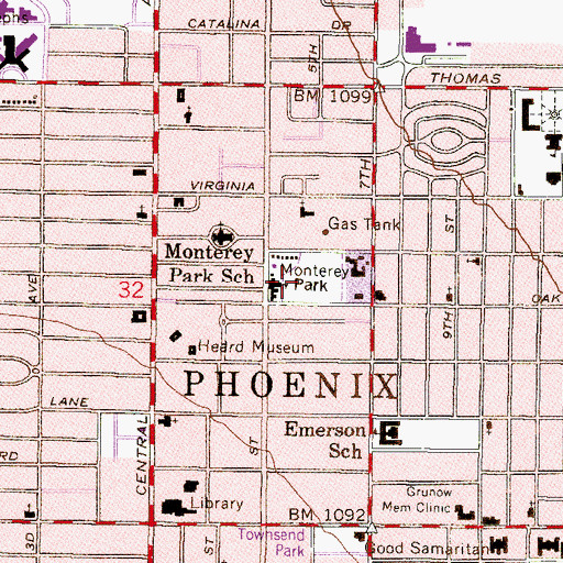 Topographic Map of Monterey Park, AZ