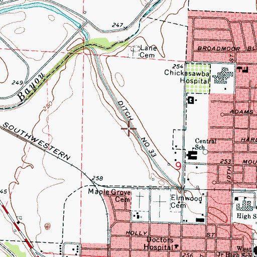 Topographic Map of Ditch Number 33, AR