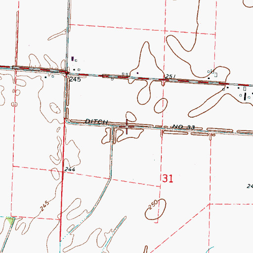 Topographic Map of Ditch Number 33, AR