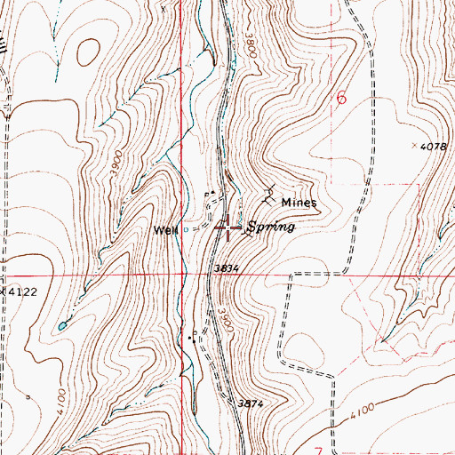 Topographic Map of COTTONWOOD_MN_NO Spring, MT