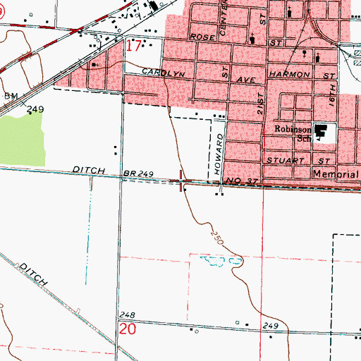Topographic Map of Ditch Number 37, AR