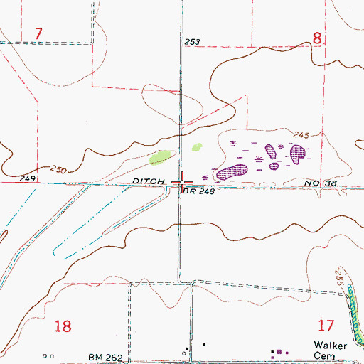Topographic Map of Ditch Number 38, AR