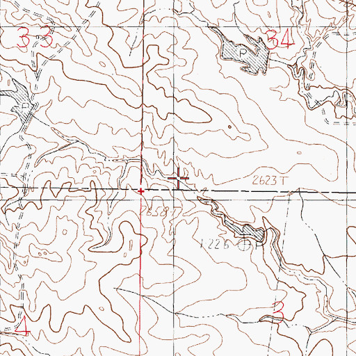Topographic Map of 19N44E35DDDD01 Well, MT