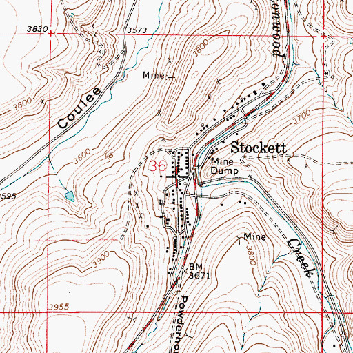 Topographic Map of 19N04E36____01 Well, MT