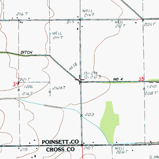 Topographic Map of Ditch Number 4, AR