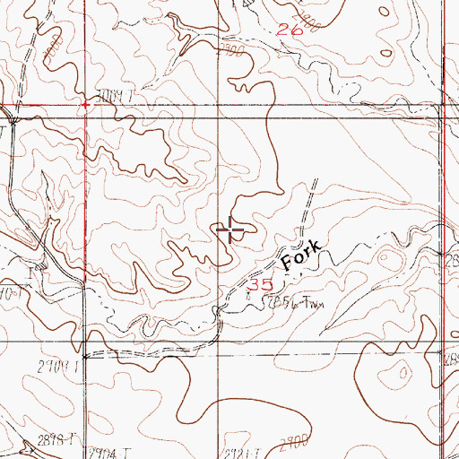 Topographic Map of 19N51E35CAA_01 Well, MT