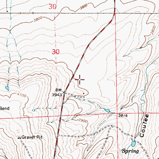 Topographic Map of 19N04E30DBDD01 Well, MT