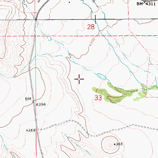 Topographic Map of 19N10E33BD__01 Spring, MT