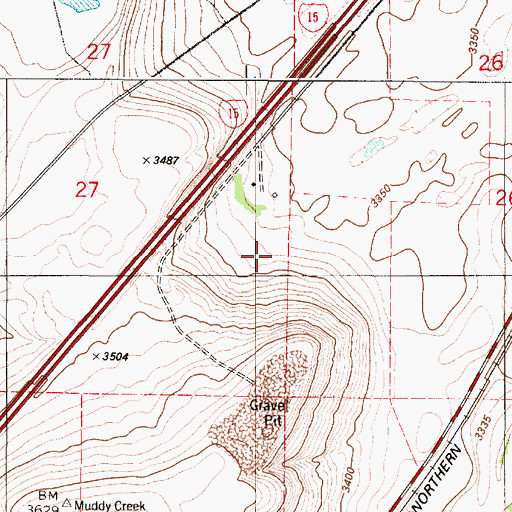 Topographic Map of 19N01E27DADA01 Well, MT