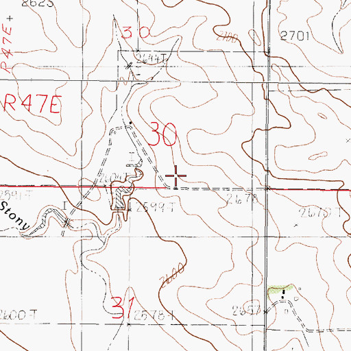 Topographic Map of 19N47E30DCDD01 Well, MT