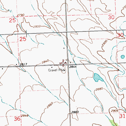 Topographic Map of 19N20W25DDD_01 Well, MT
