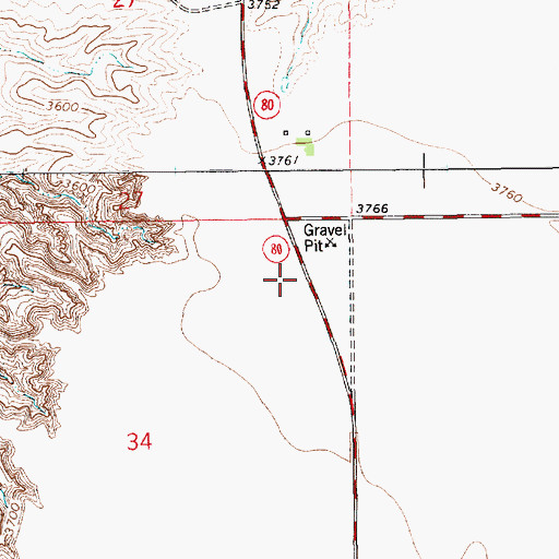 Topographic Map of 19N12E34AA__01 Well, MT