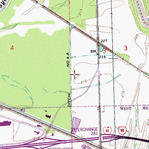 Topographic Map of Ditch Number 4a, AR