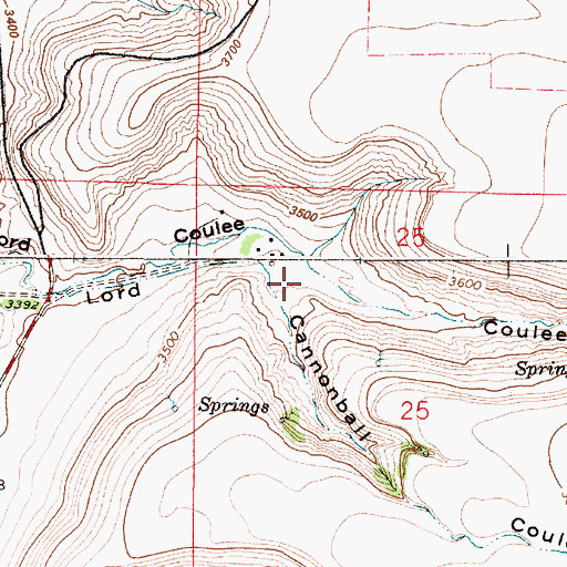 Topographic Map of 19N02E25B___01 Spring, MT
