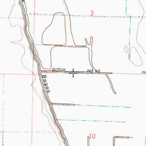 Topographic Map of Ditch Number 40, AR