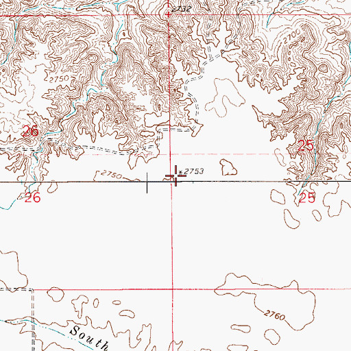 Topographic Map of 19N54E25CBBC01 Well, MT