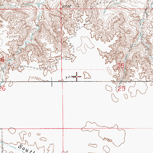 Topographic Map of 19N54E22BCDD01 Well, MT