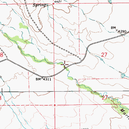 Topographic Map of 19N10E27CB__01 Spring, MT