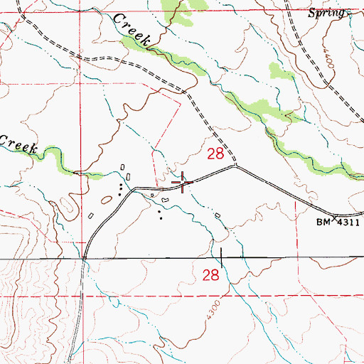 Topographic Map of 19N10E28CA__03 Spring, MT