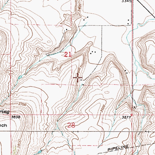 Topographic Map of 19N03E21DBCD01 Well, MT