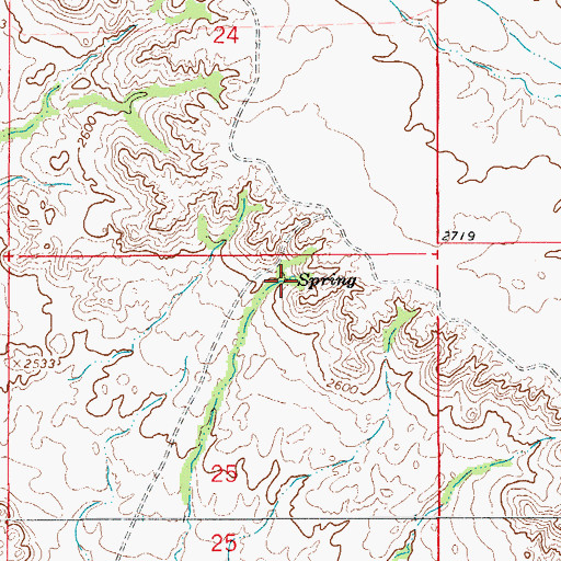 Topographic Map of 19N55E25ABAB01 Spring, MT