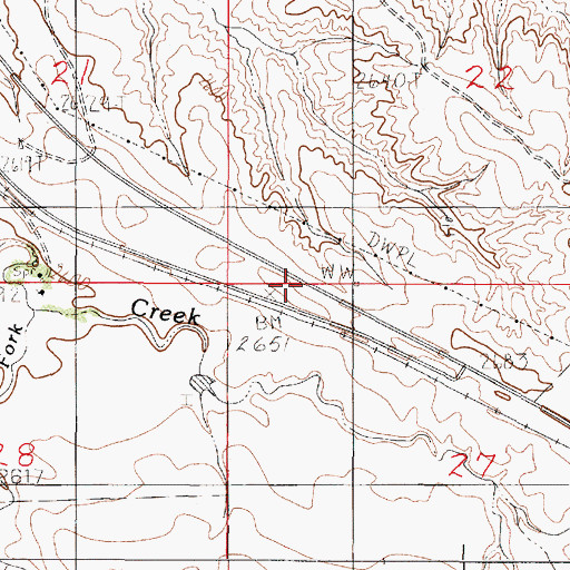 Topographic Map of 19N49E27BABB01 Well, MT