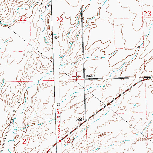 Topographic Map of 19N21W23DDDD01 Well, MT
