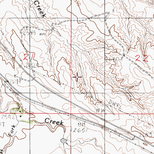 Topographic Map of 19N49E22CBCB01 Well, MT