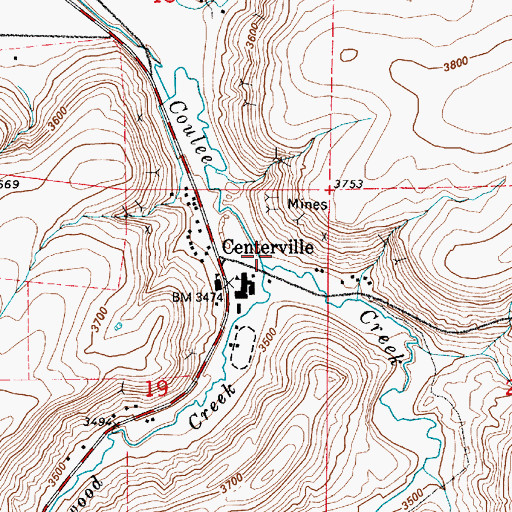 Topographic Map of 19N05E19AACB01 Well, MT