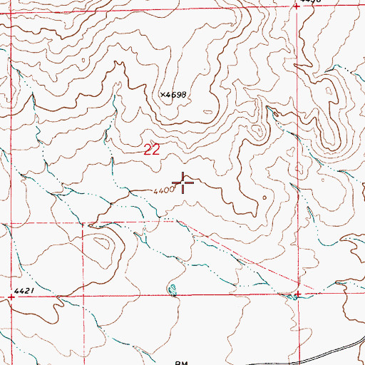 Topographic Map of 19N10E22DB__01 Spring, MT