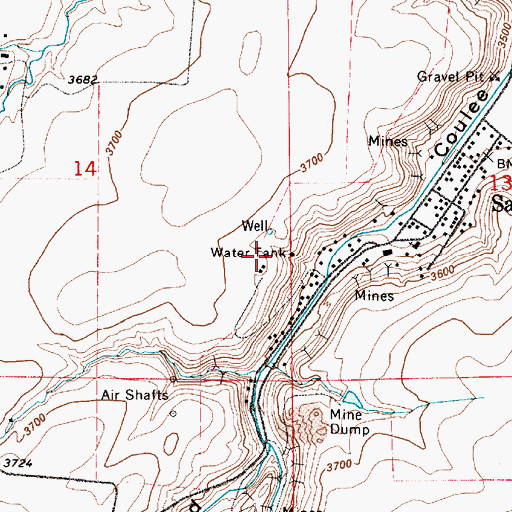 Topographic Map of 19N04E14DADB01 Well, MT
