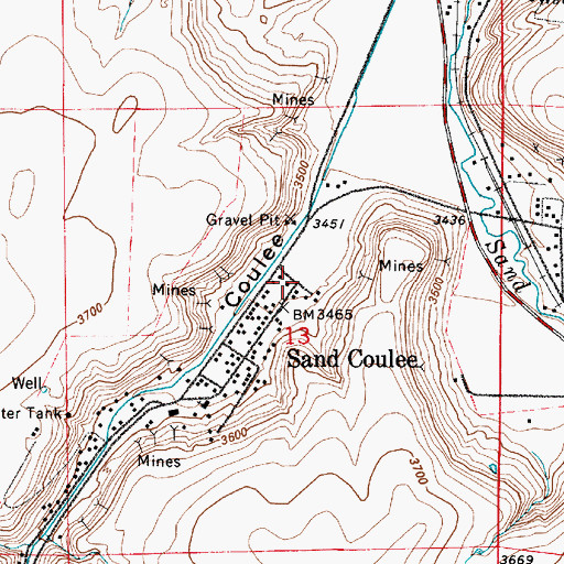 Topographic Map of 19N04E13ACCB01 Well, MT