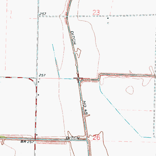 Topographic Map of Ditch Number 45, AR